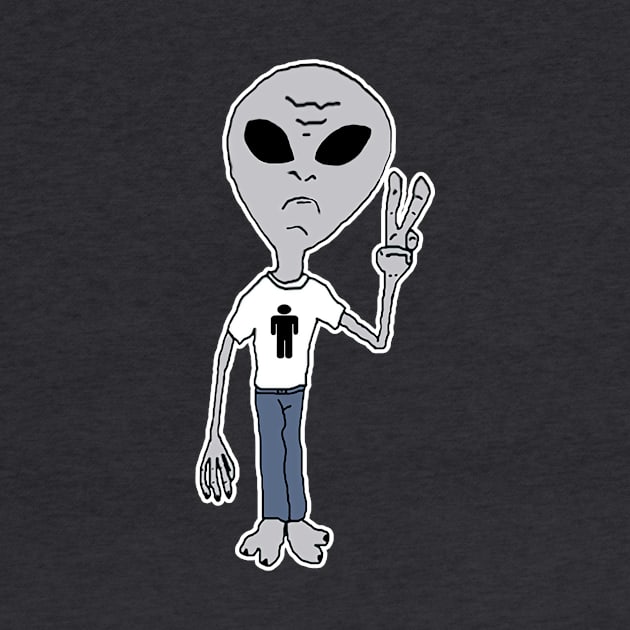 Friendly Funny Peace Alien by JerryWLambert